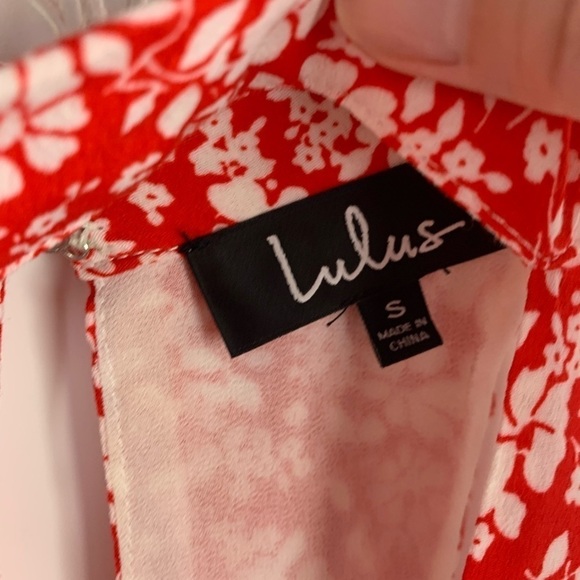 Lulus SMALL Lean Close Red White Floral Halter Neck Mini Swing Dress - Picture 7 of 7